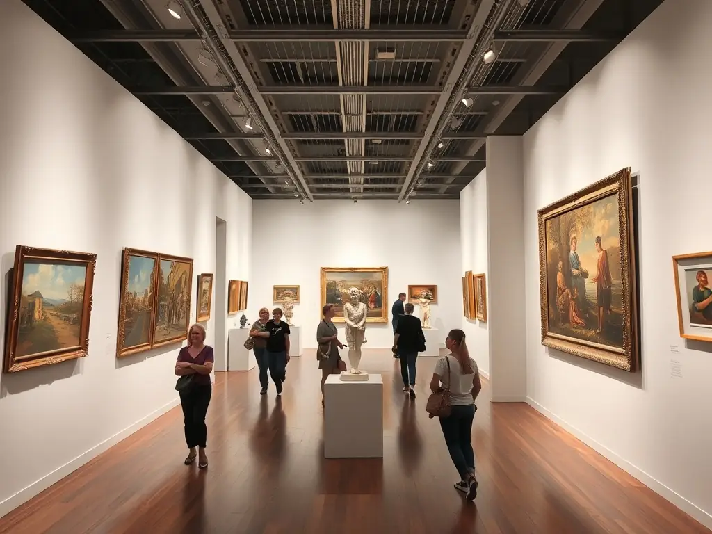 A vibrant art exhibition featuring local artists.