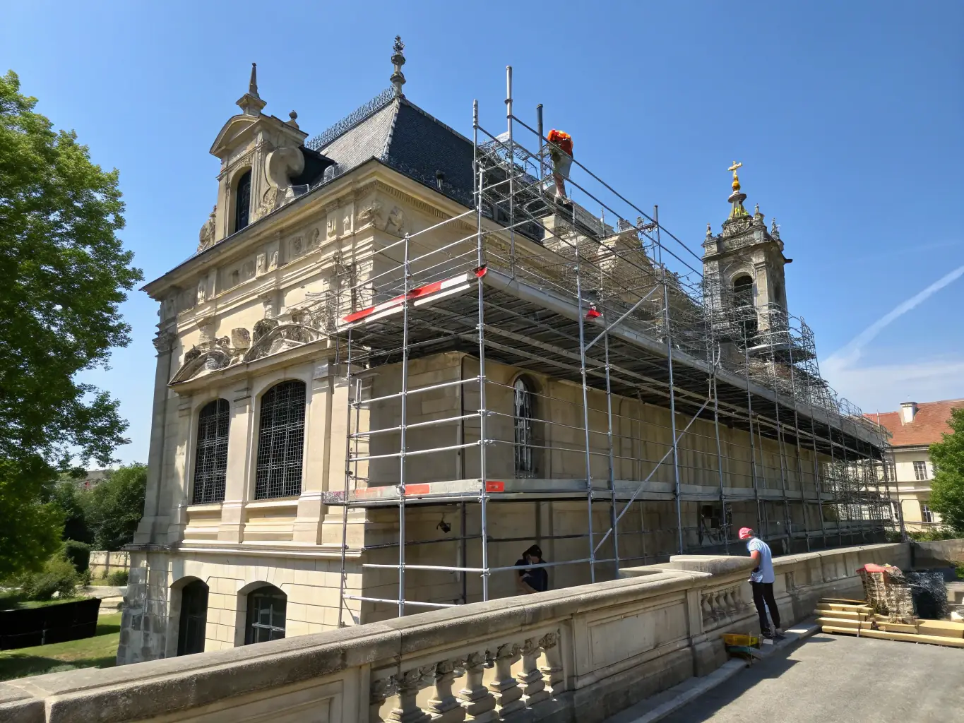 Restoration of a historical building.